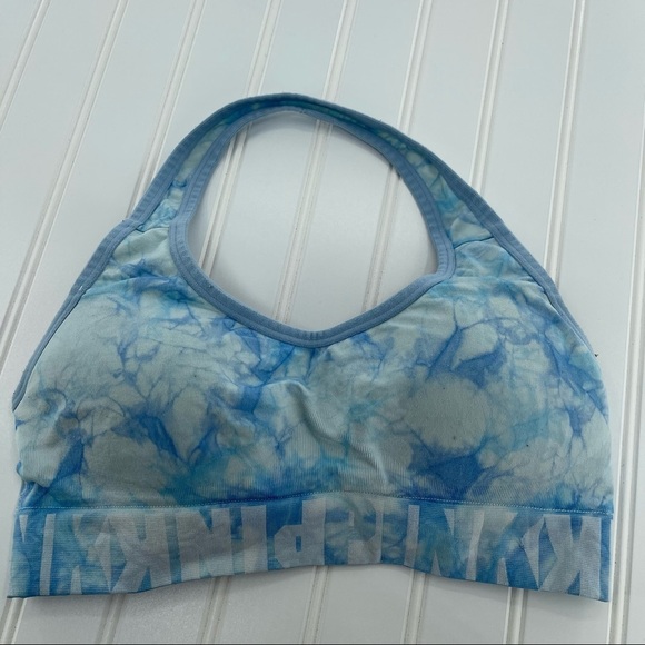 Victoria Secret PINK Halter Style Blue Tie-Dye Sports Bra Size M - Picture 1 of 7